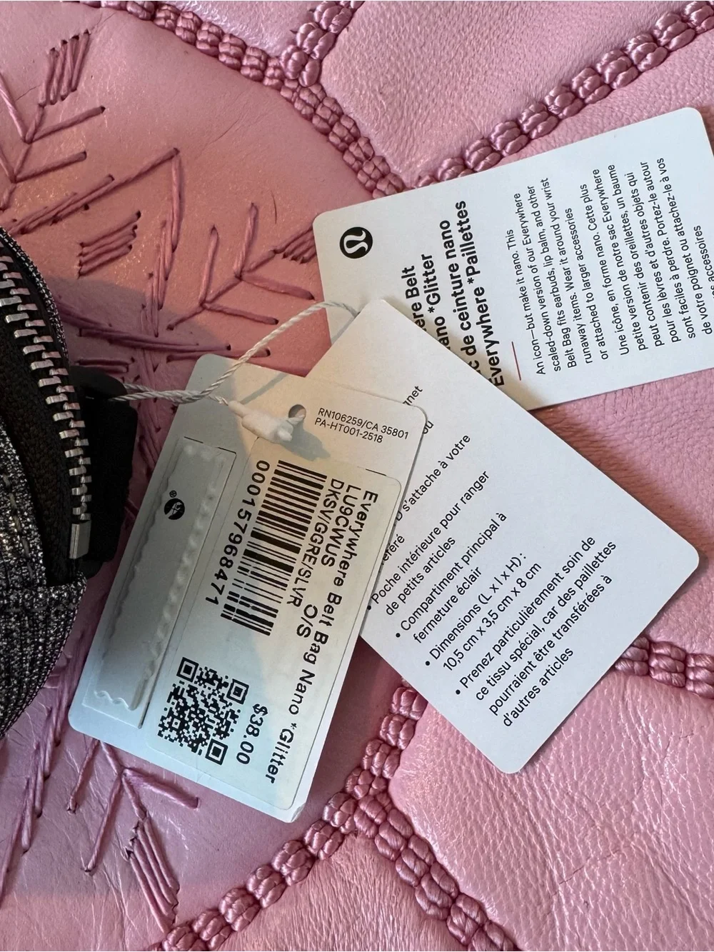 NWT Lululemon Everywhere Belt Bag Nano *Glitter Silver Graphite Grey Rare